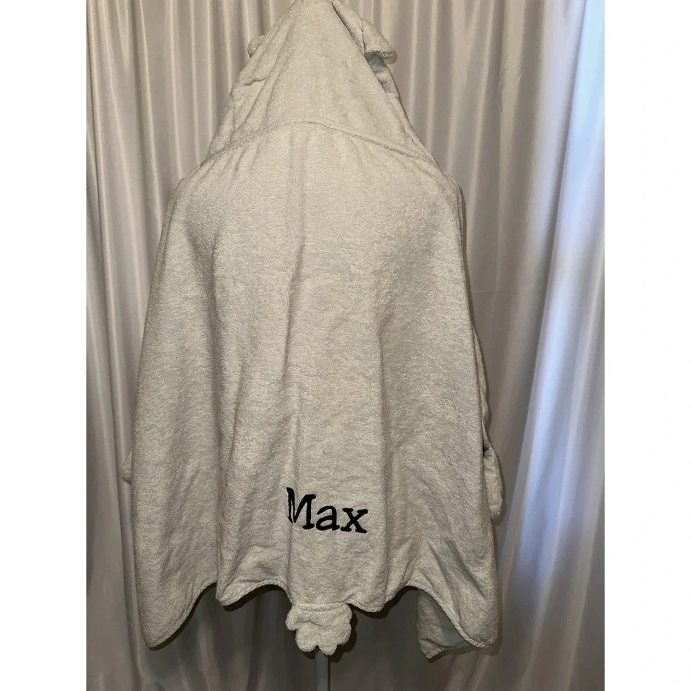 Pillow Fort Bath Towel Embroidered Max Light Gray Koala Bear Hooded